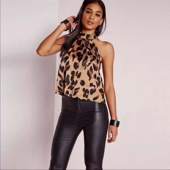 New Bohemian Summery Leopard Print Halter Top - Picture 1 of 6